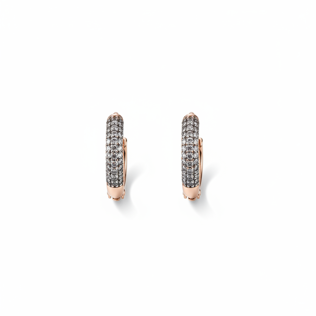Gold & Grey CZ Huggie Hoops