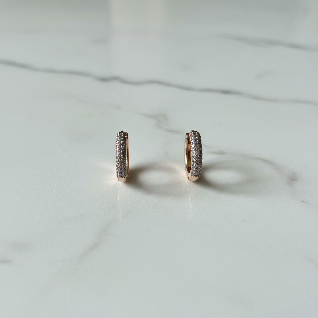 Gold & Grey CZ Huggie Hoops