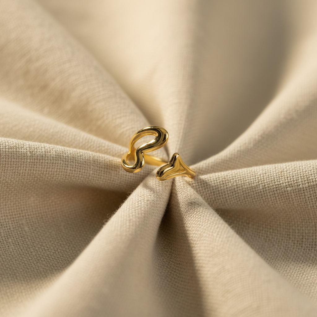 Gold Double Heart Open Ring