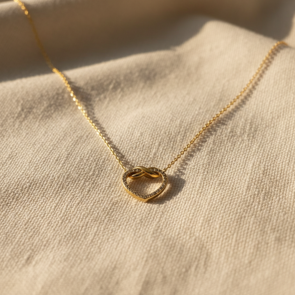 Heart Pendant Necklace with Infinity Knot