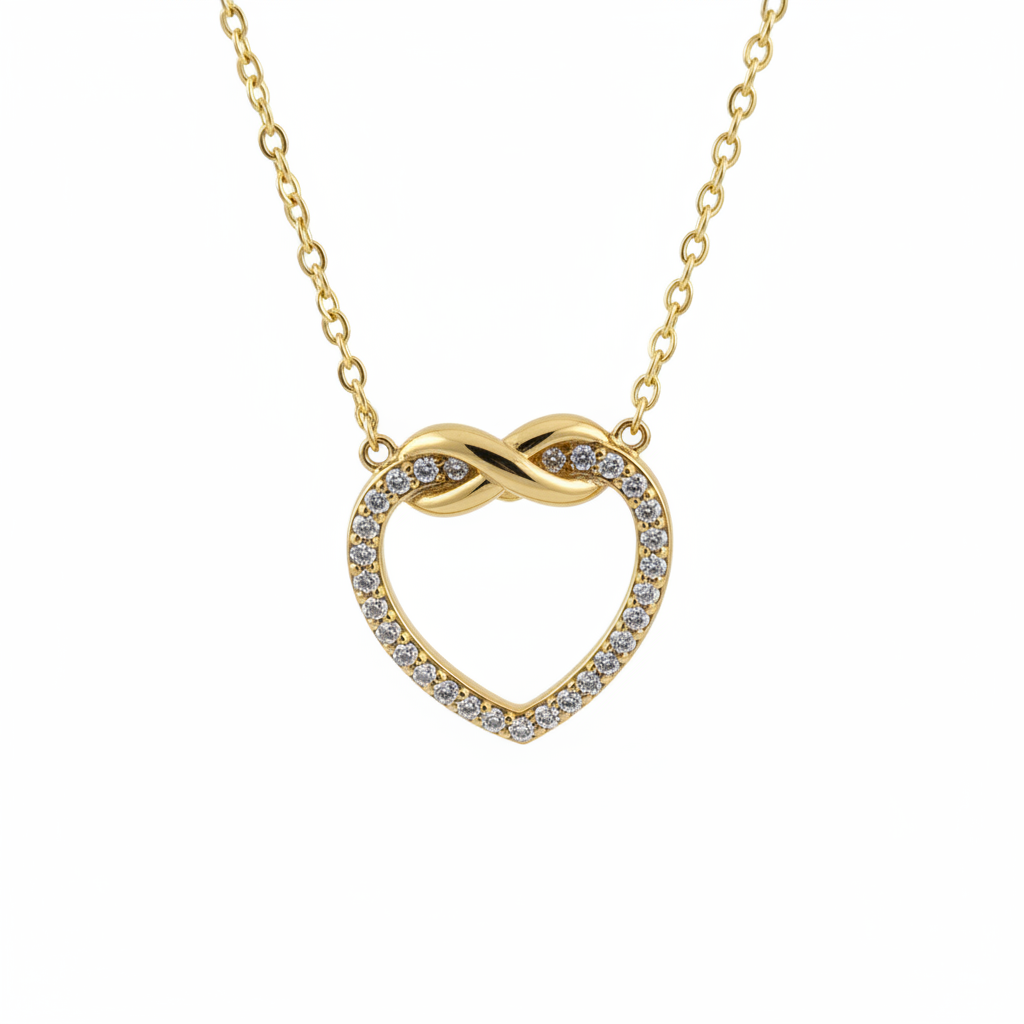 Heart Pendant Necklace with Infinity Knot