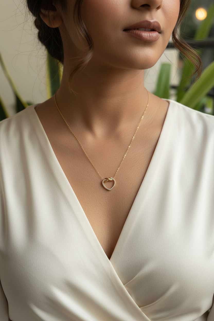 Heart Pendant Necklace with Infinity Knot