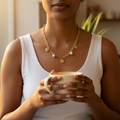 Golden Heart & Pearl Charm Necklace — anti-tarnish gold necklace India — SIOBHÁN