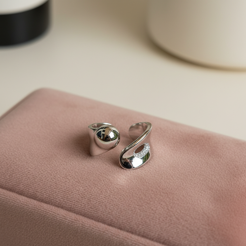 Dome Pavé Sculptural Ring — rose velvet background