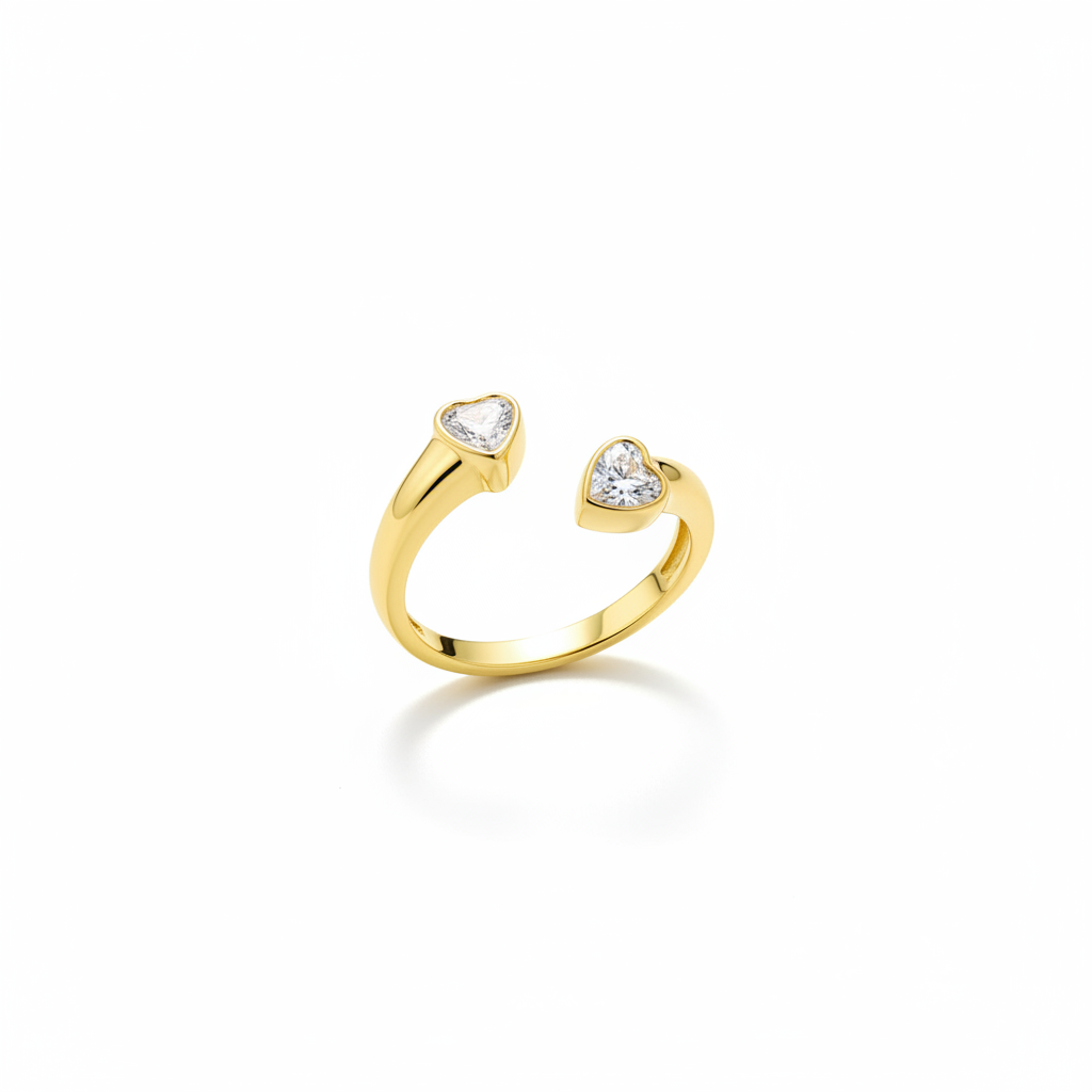 Gold Double Heart Toi et Moi Ring — hero shot