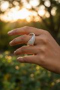 Wire Wrap Open Ring — on finger, golden hour
