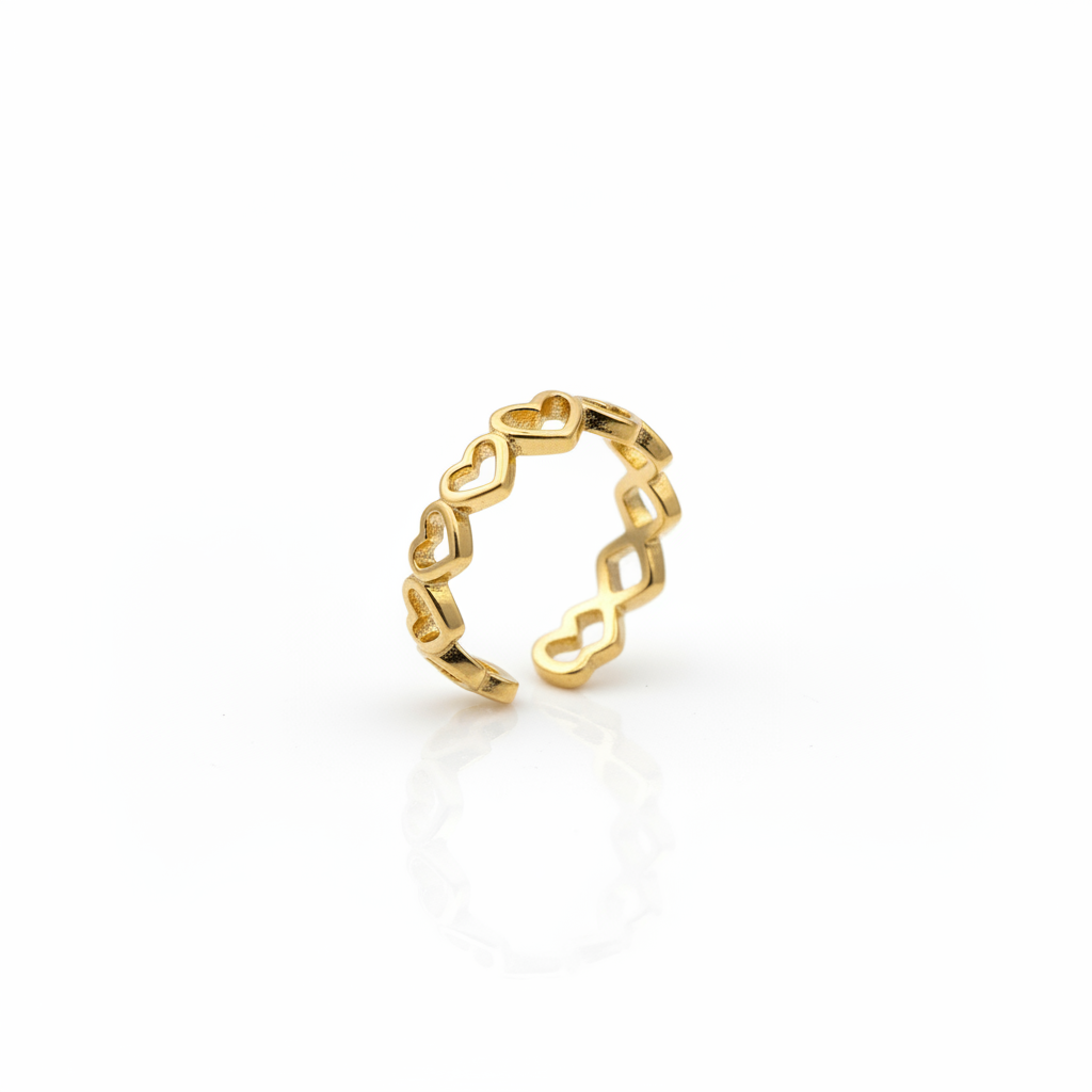 Gold Open Heart Adjustable Ring — hero shot