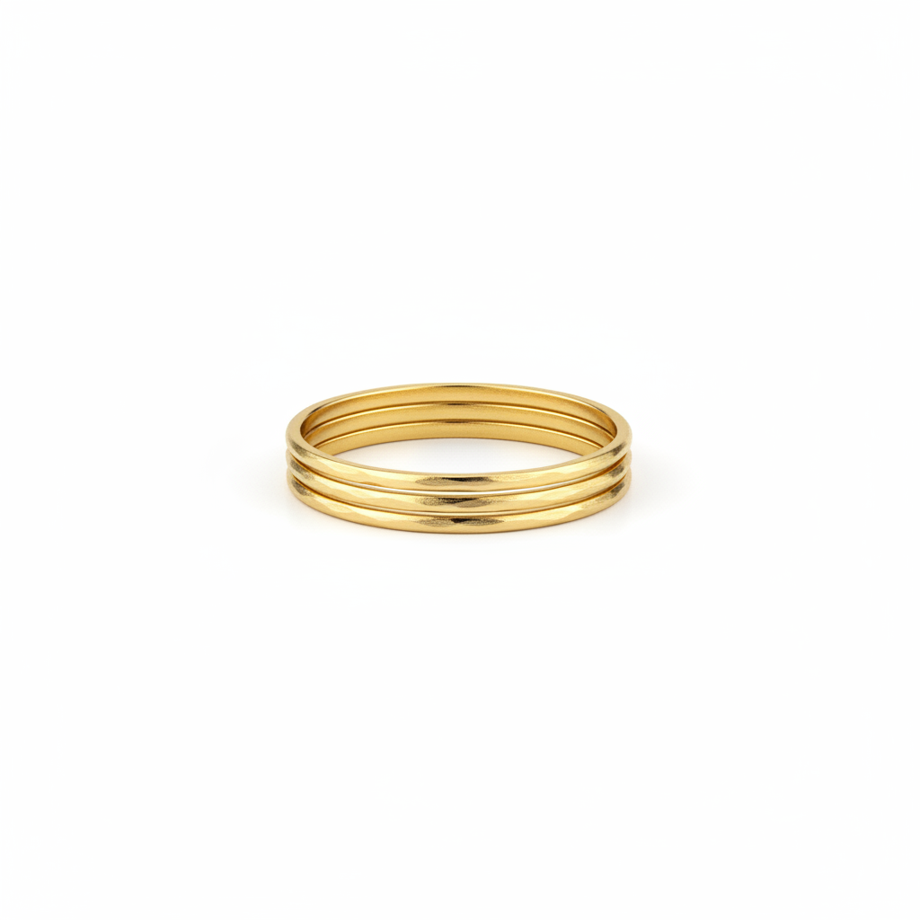 Gold Hammered Plain Band Ring Stack Set — hero shot