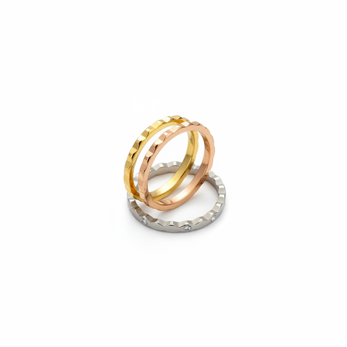 3-Tone Honeycomb Faceted Ring Stack Set — hero shot