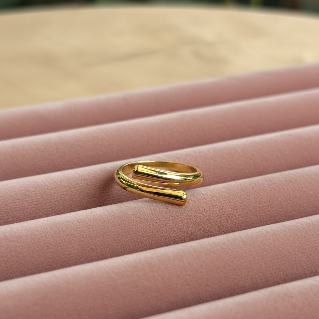 Gold Wrap Ring — rose velvet background