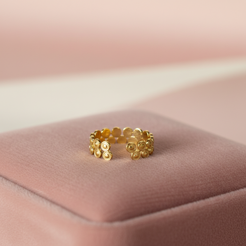 Double Bubble Coin Ring — rose velvet background