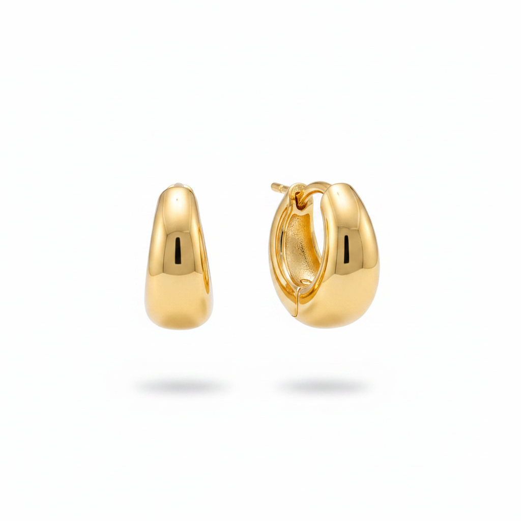 Gold Mini Dome Huggie Hoops — hero shot