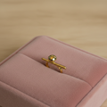 Gold Dome Bar Ring — rose velvet background