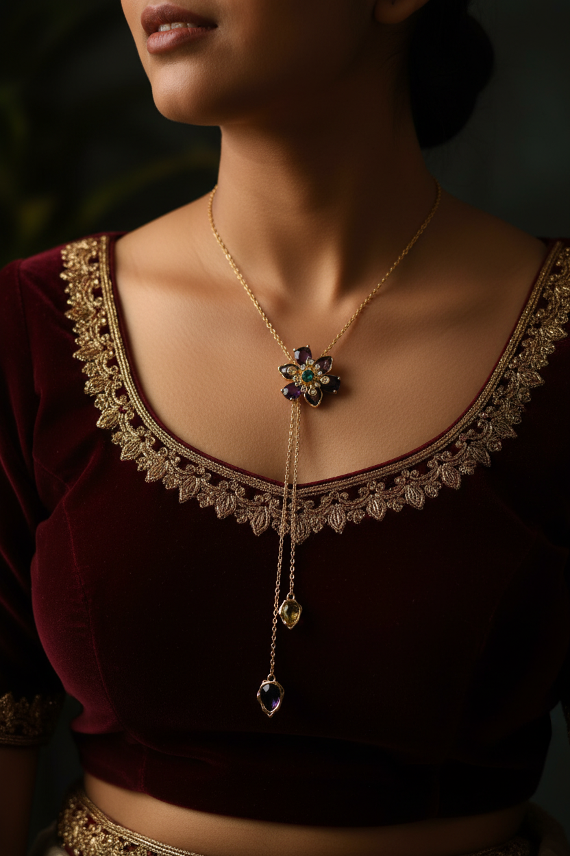 Bohemian Crystal Flower Necklace — anti-tarnish waterproof necklace India — SIOBHÁN