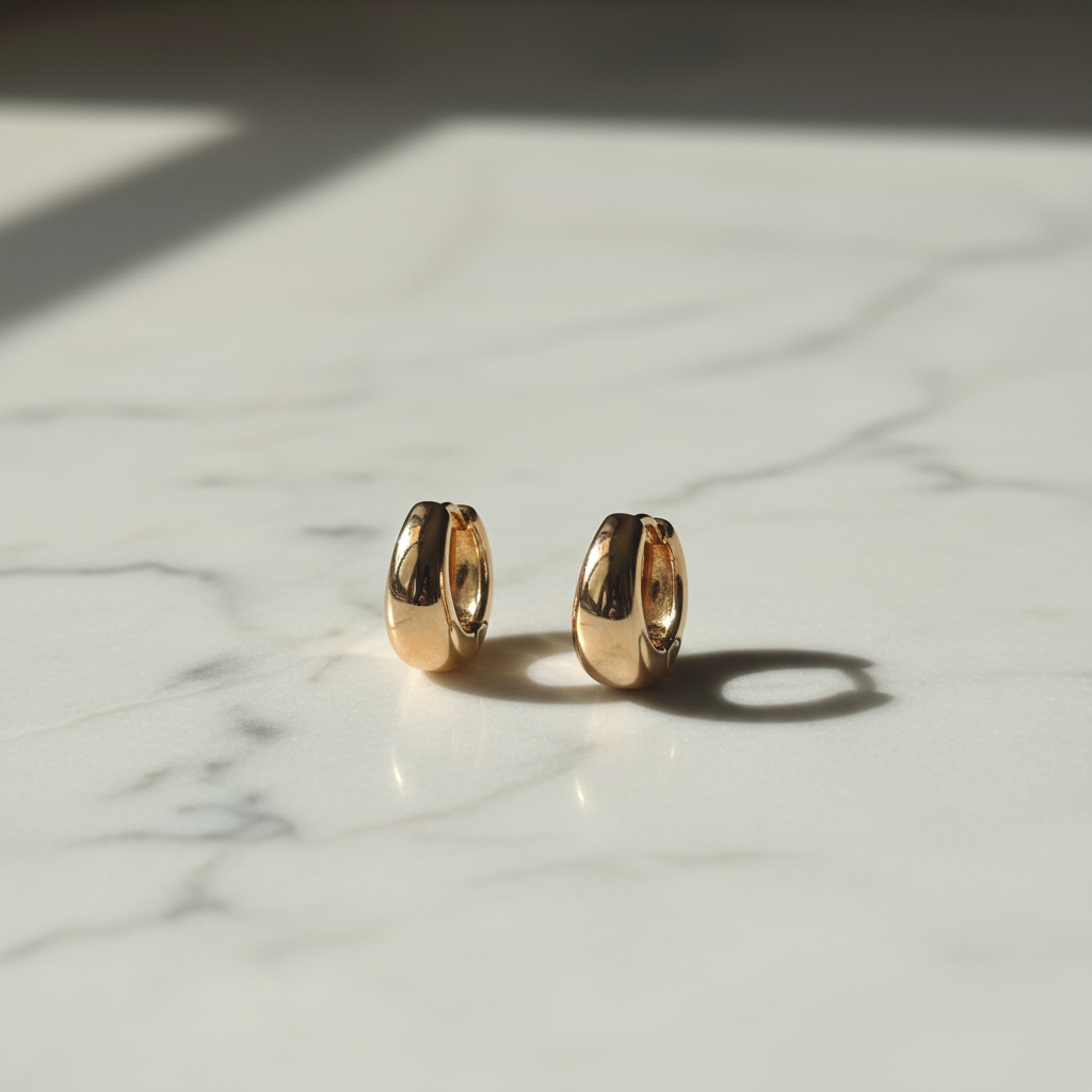 Gold Mini Dome Huggie Hoops — anti-tarnish gold huggie earrings India — SIOBHÁN