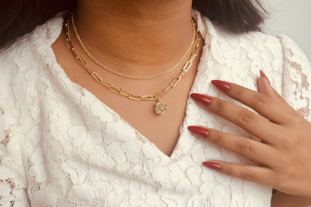 Gold Triple-Layer Chain Necklace Set
