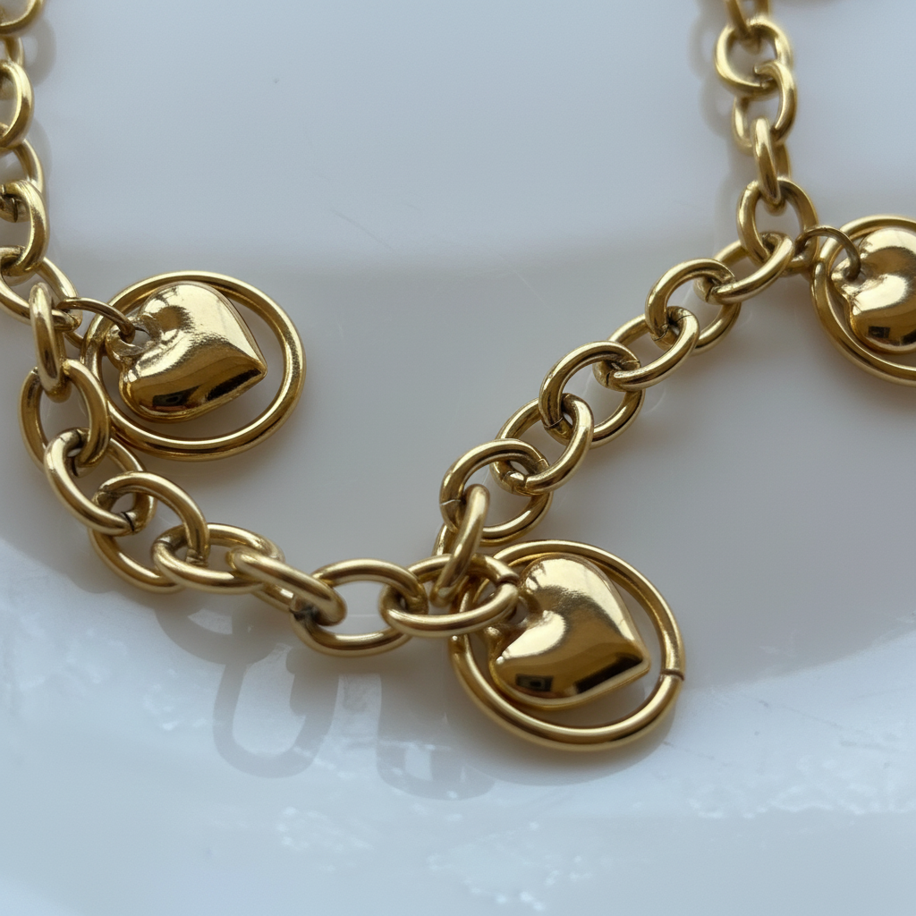 Golden Heart Charms Necklace