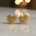 Golden Palm Leaf Stud macro close-up intricate leaf details — anti-tarnish gold earrings India — SIOBHÁN