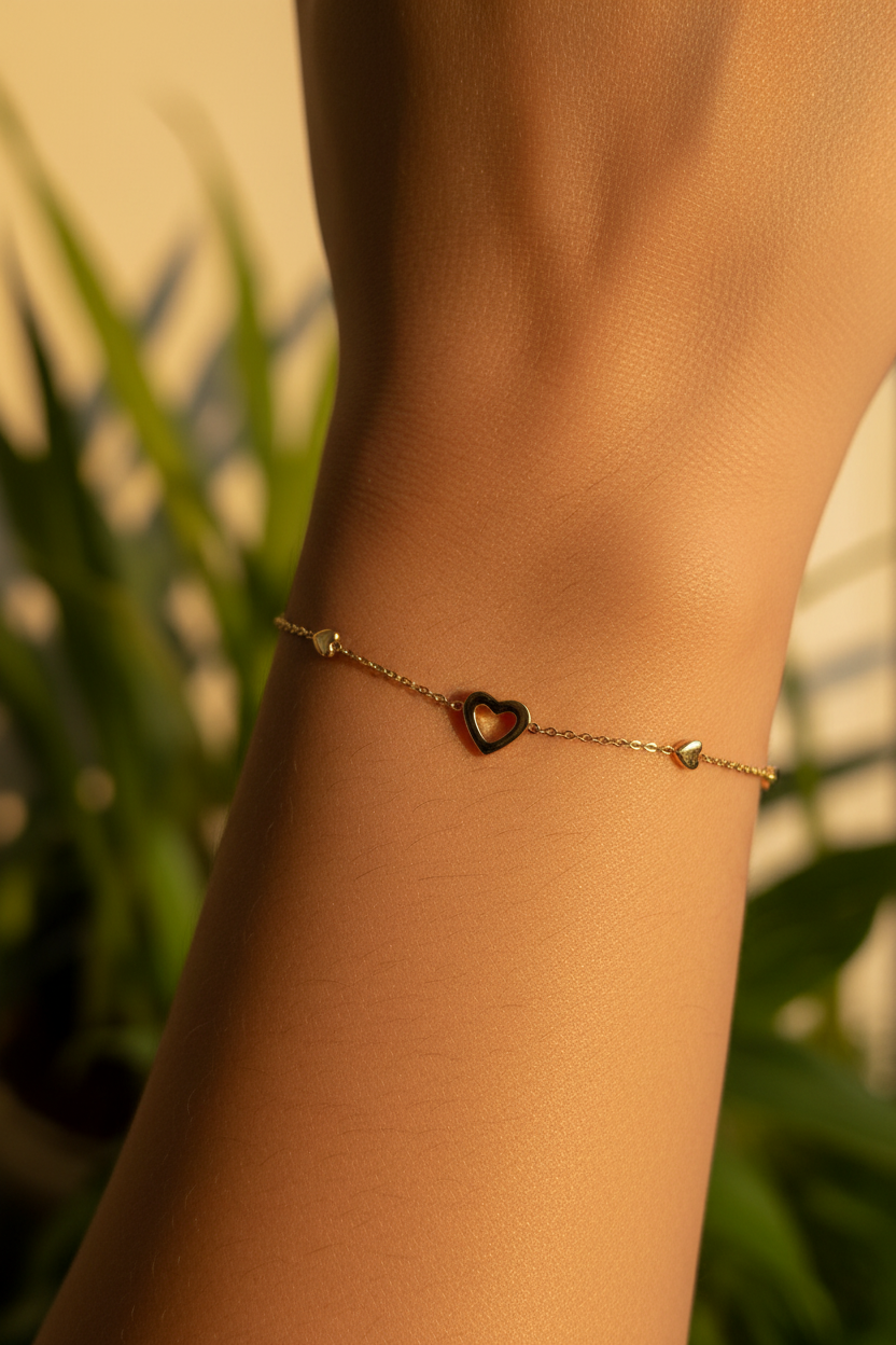 Gold Multi-Heart Charm Bracelet