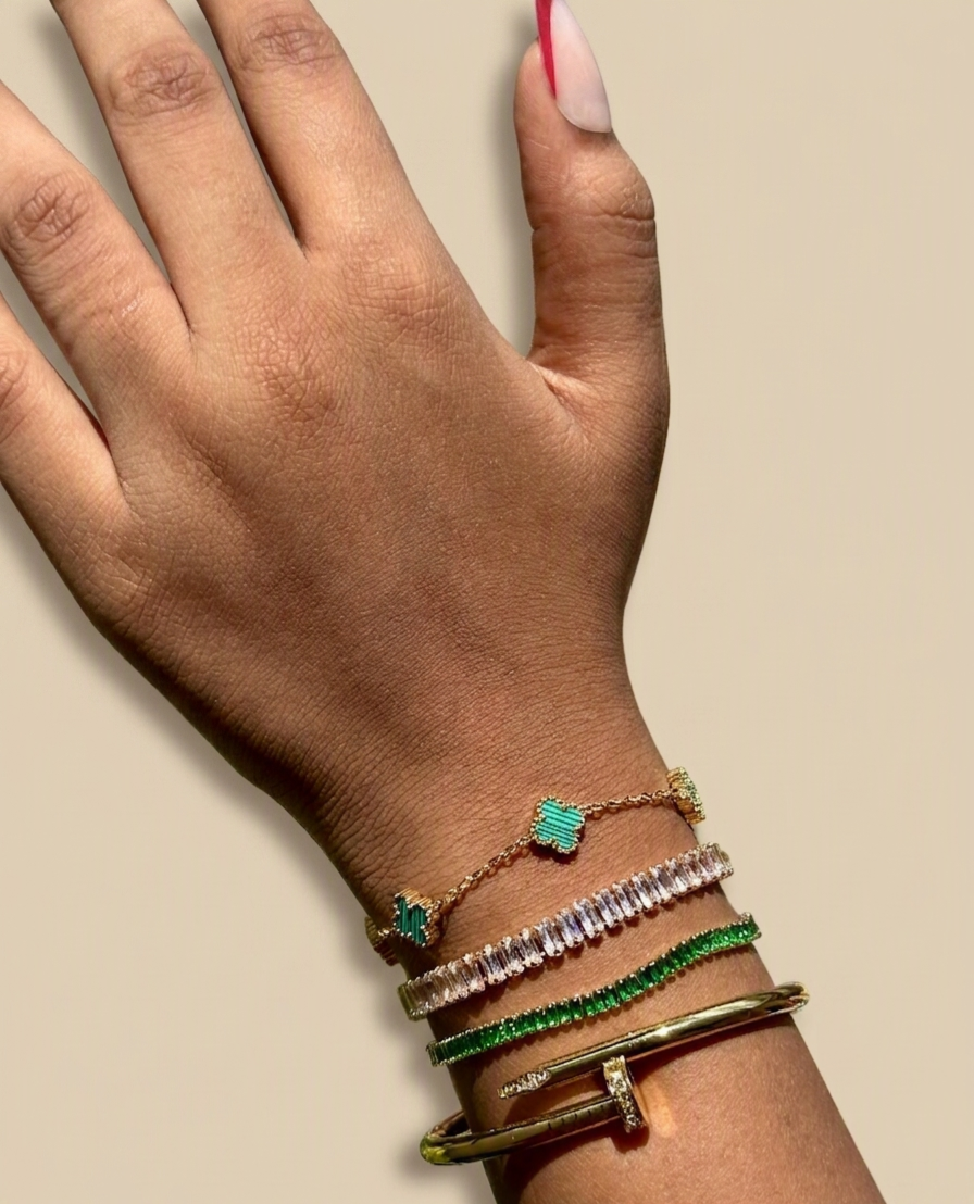 Malachite Clover Chain Bracelet