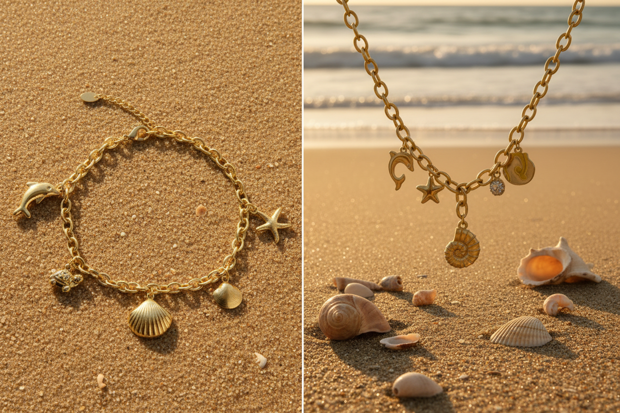 Ocean Luxe Necklace & Bracelet Set — anti-tarnish waterproof gold jewelry set India — SIOBHÁN