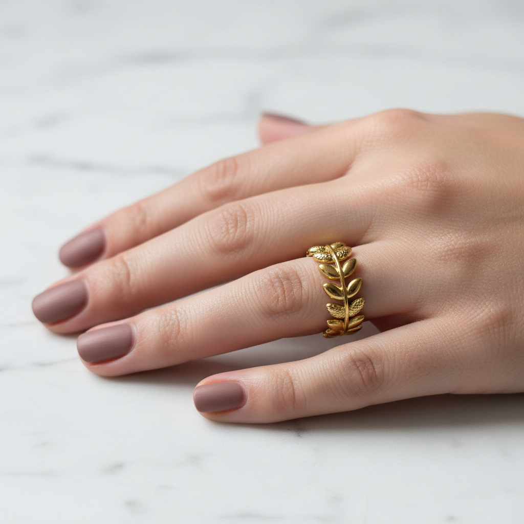 Gold Olive Leaf Wreath Ring