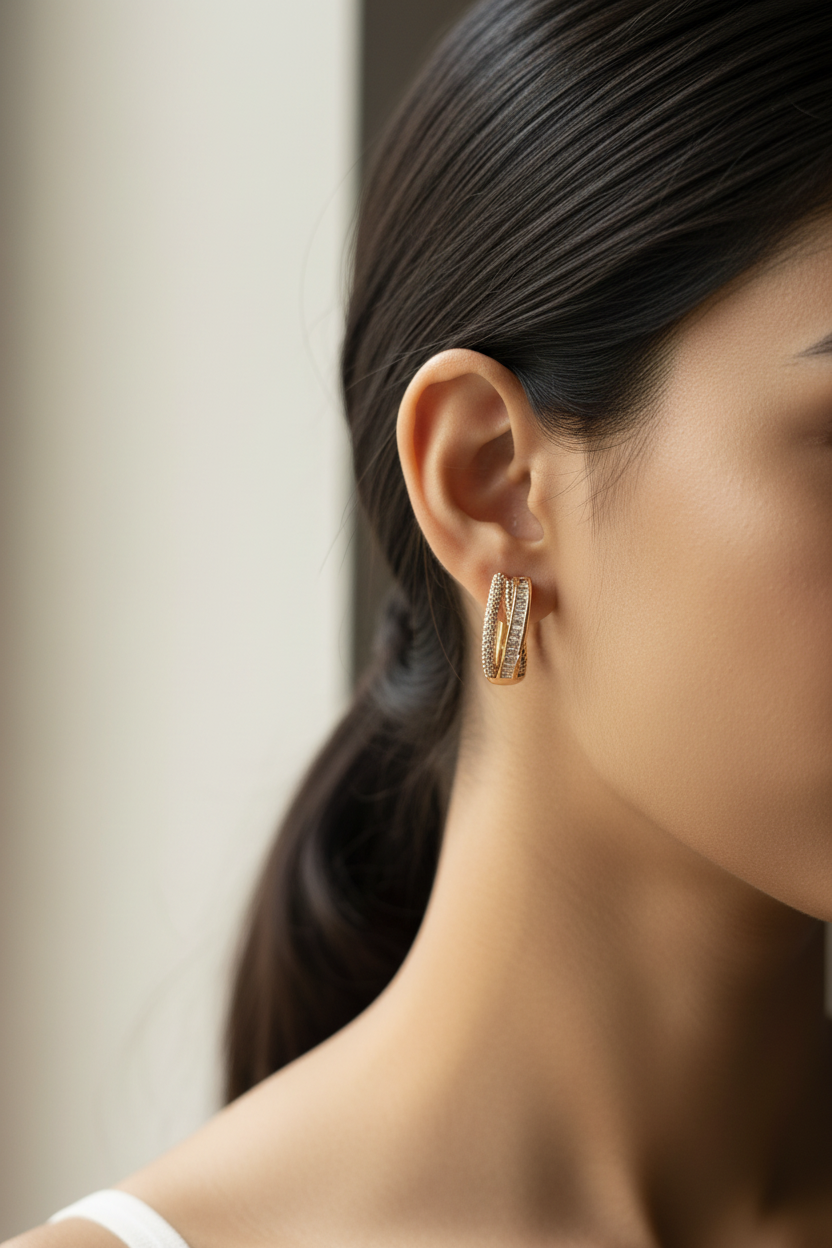 Aurora Pavé Huggie Earrings