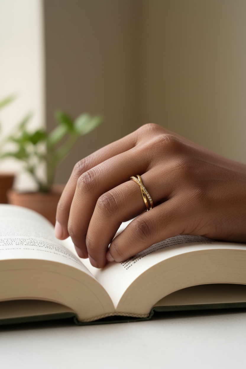 Pavé Crossover Double Band Ring
