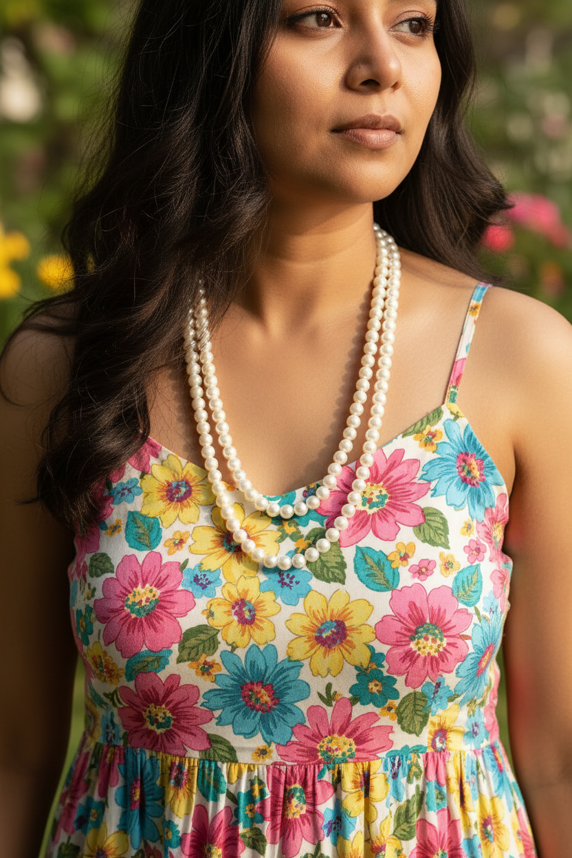 Long Pearl Strand Necklace