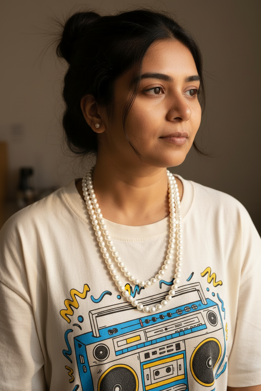 Long Pearl Strand Necklace