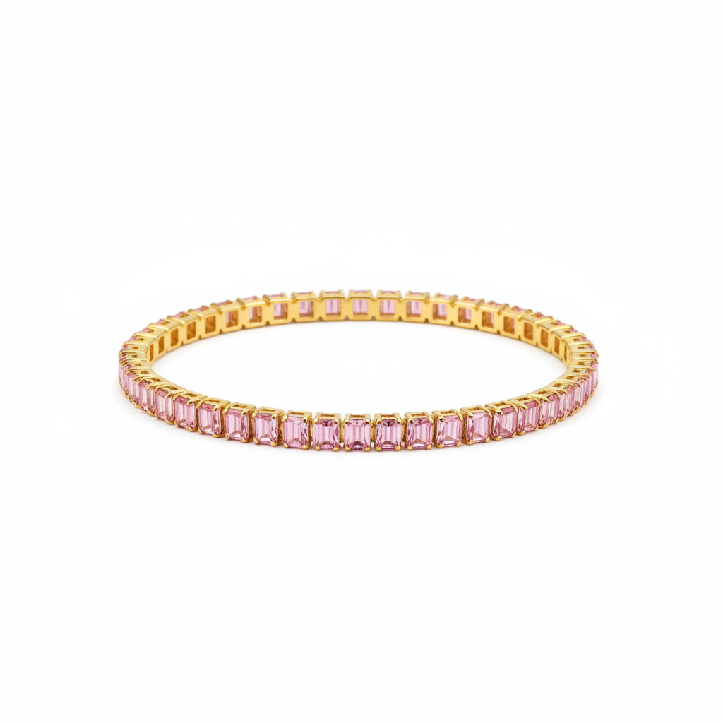 Rose Gold Pink CZ Tennis Bracelet