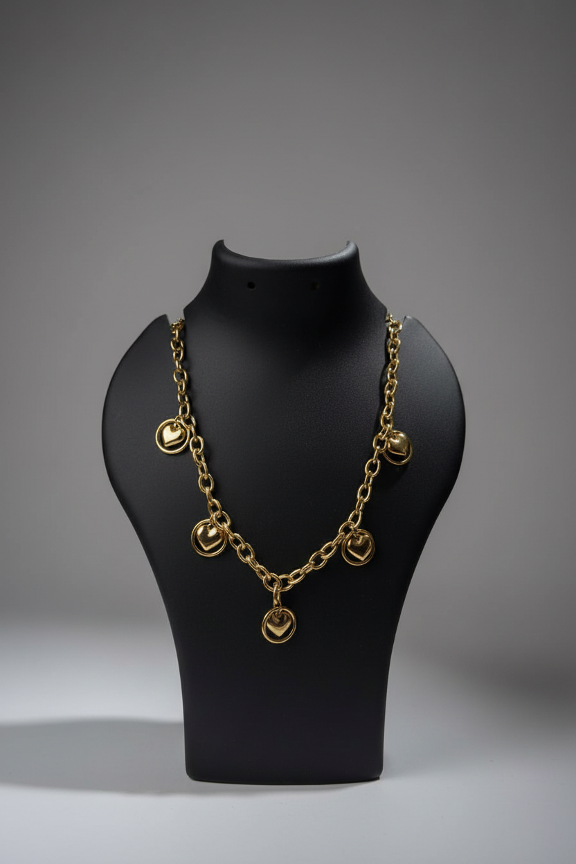Golden Heart Charms Necklace
