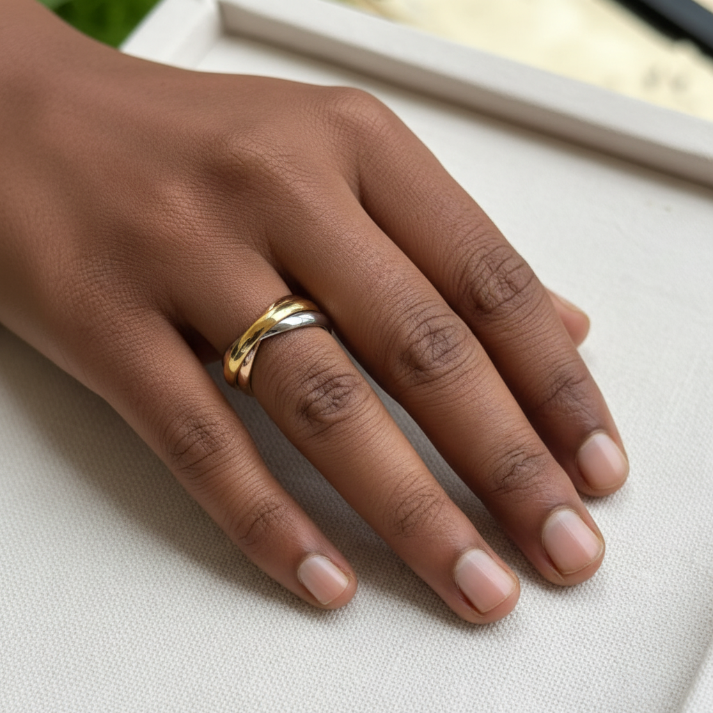 Tri-Tone Trinity Interlocked Ring