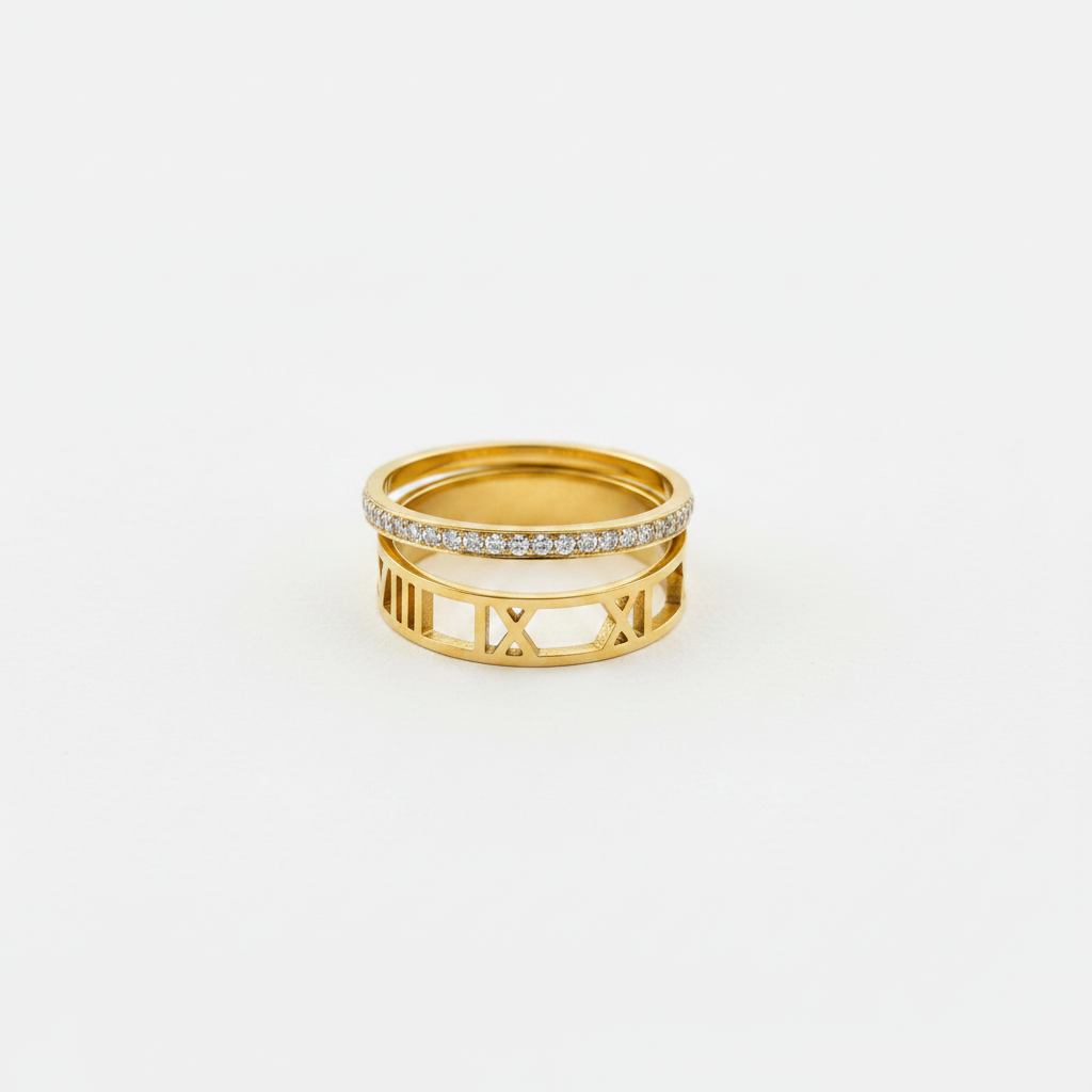 Roman Numeral Ring Stack