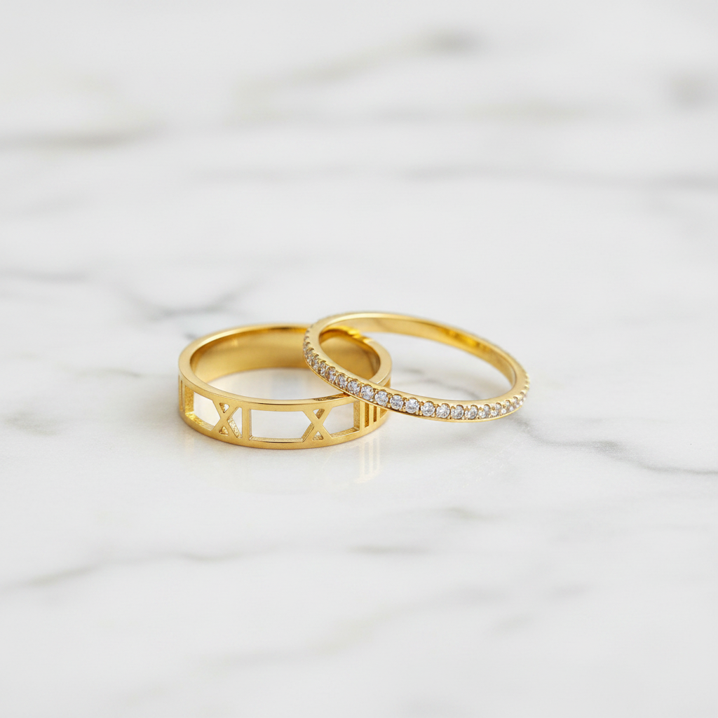 Roman Numeral Ring Stack