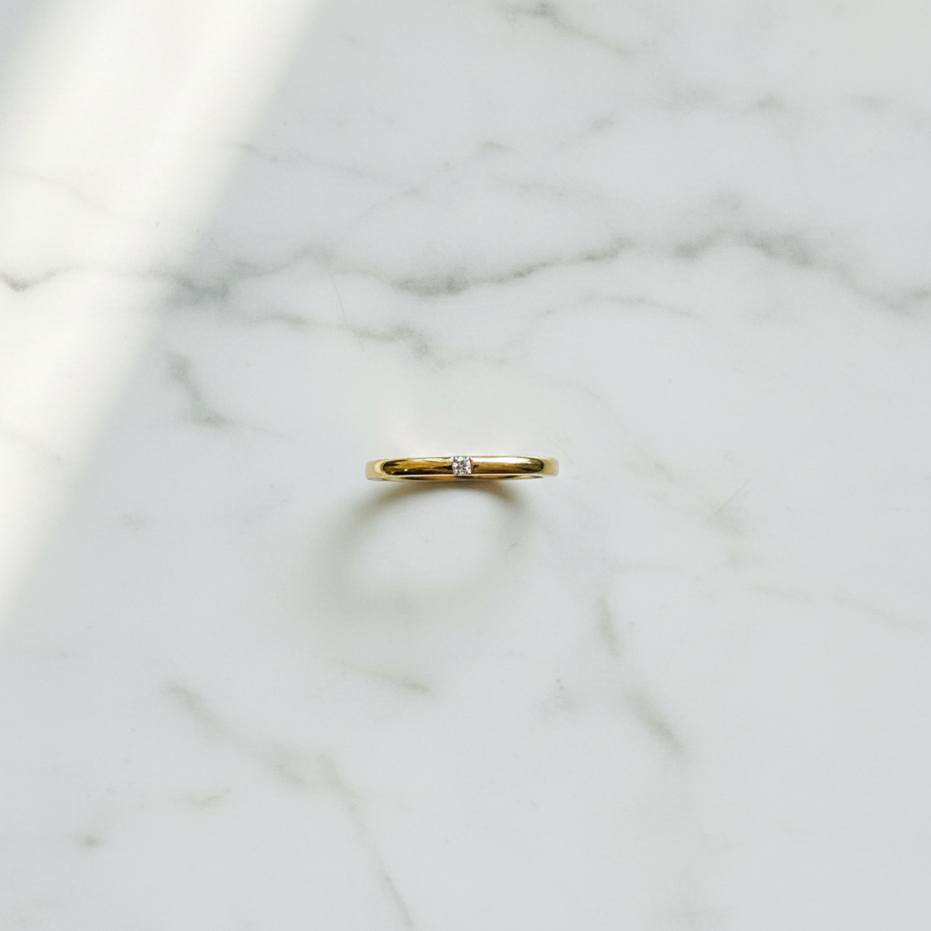 Gold Square Solitaire CZ Ring