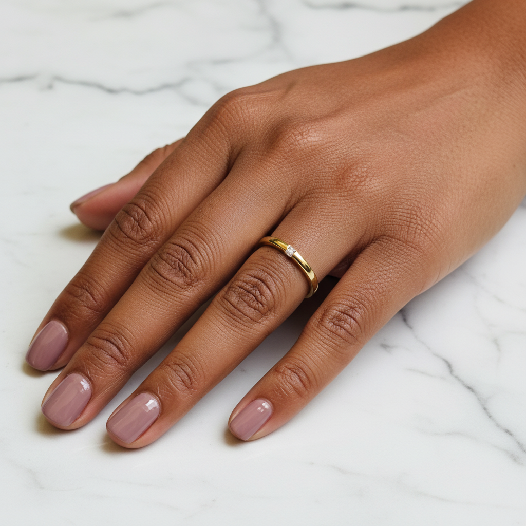 Gold Square Solitaire CZ Ring