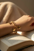 Star Charm Gold Bracelet with cream sweater — anti-tarnish gold bracelet India — SIOBHÁN
