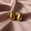 Luxe Gold Teardrop Earrings on dusty rose background — anti-tarnish gold earrings India — SIOBHÁN