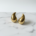 Gold Sculpted Teardrop Earrings — anti-tarnish gold drop earrings India — SIOBHÁN