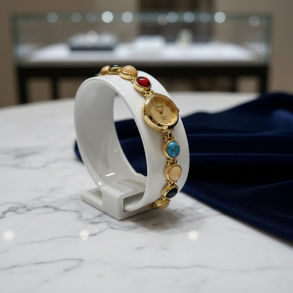 Vintage High-end Colorful Bracelet Watch on premium jewelry holder — waterproof watch India — SIOBHÁN
