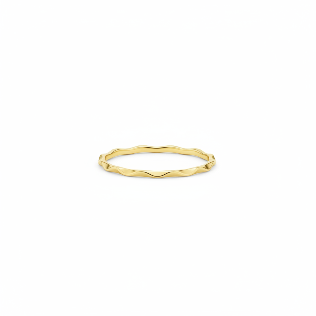 Gold Wavy Chevron Band Ring