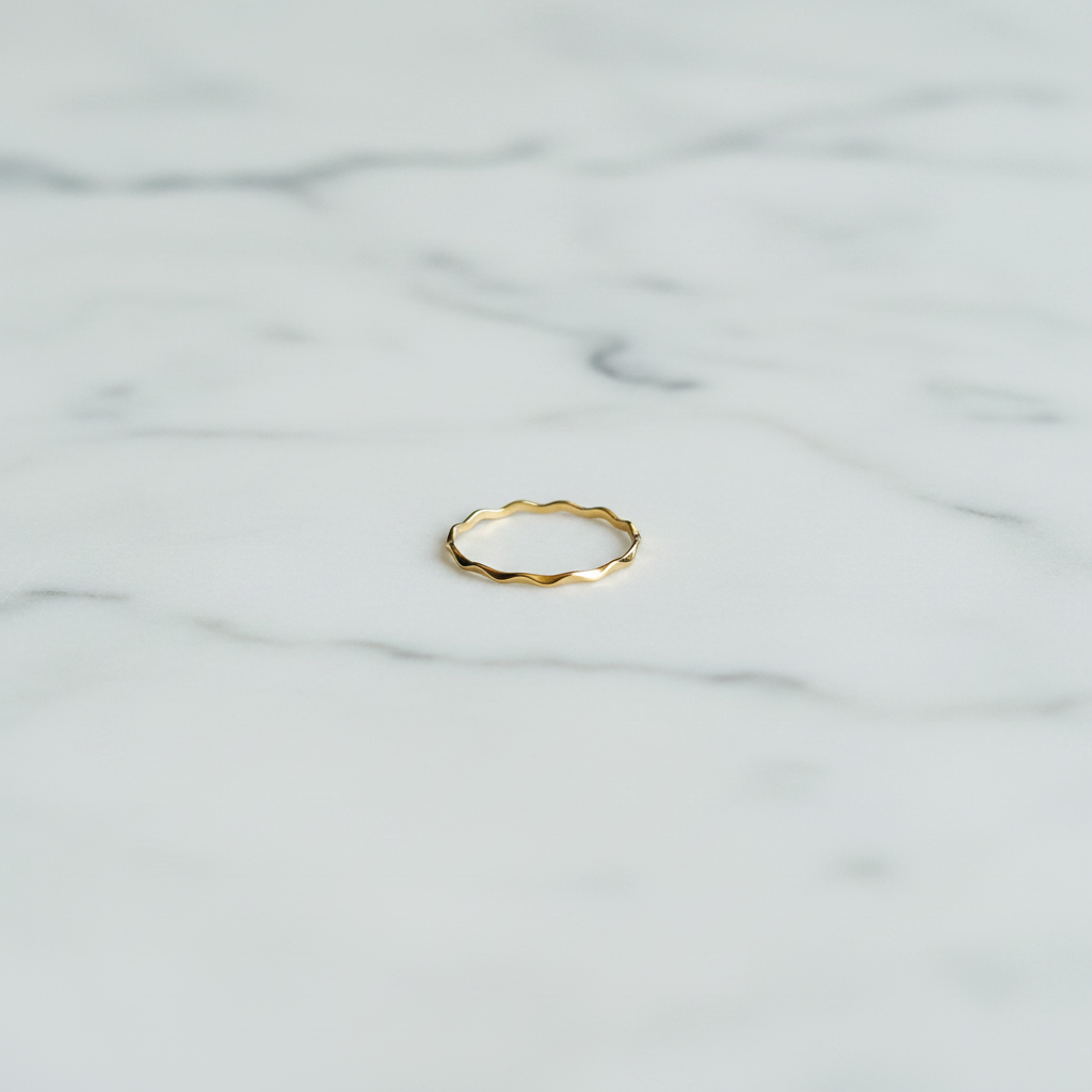 Gold Wavy Chevron Band Ring