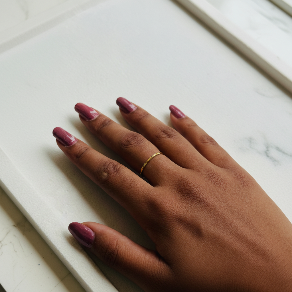 Gold Wavy Chevron Band Ring