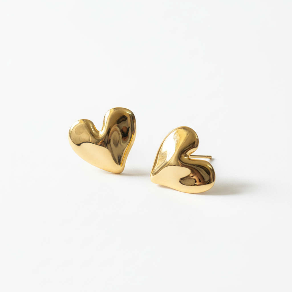 Luxe Heart Stud Earrings white background product shot — waterproof heart studs India — SIOBHÁN