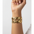 Butterfly Filigree Cuff Bracelet width comparison on wrist — anti-tarnish gold bracelet India — SIOBHÁN